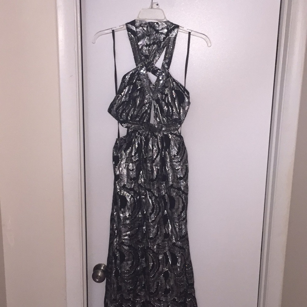 Floor length cut out maxi dress.